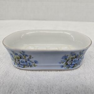 Vintage Lefton Hand Painted Blue Floral Soap Or Trinket Dish #7973 Japan